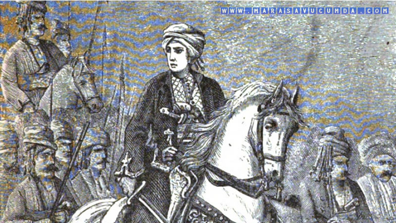 1881 tarihli Das Frauenleben der Erde kitabında at üstünde Kara Fatma portresi